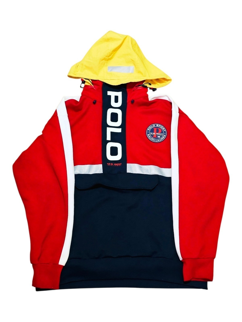 Ralph Lauren Red, Navy & Yellow Colorblock Hooded Pullover